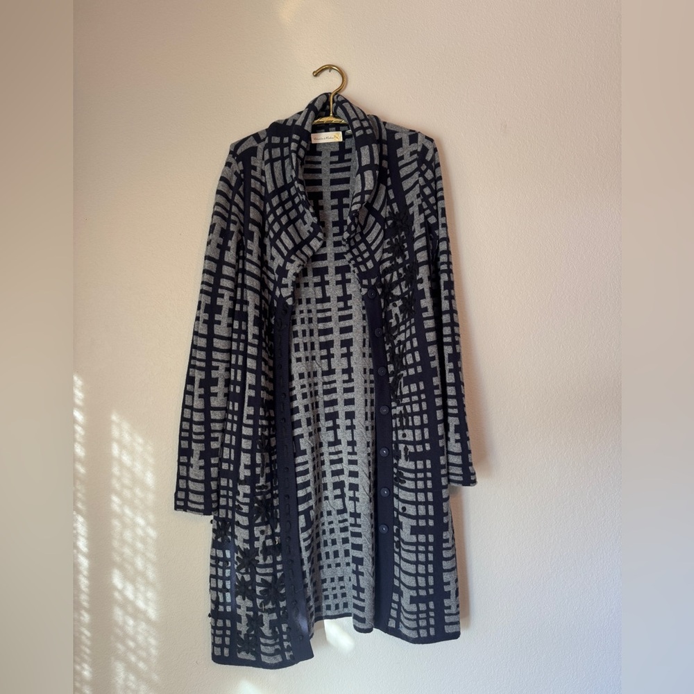 Charlie & Robin (Anthropologie) - Purple & grey long sweater jacket - Size L